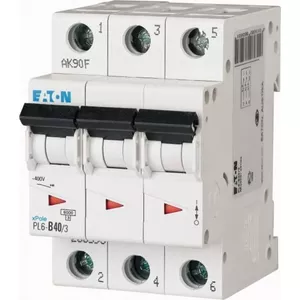 Автоматический выключатель Eaton PL6-D40/3, 3-полюсный, 40А, характеристика D, 6кА
