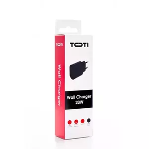 Sienas lādētājs SEEK TOTI 20W Type-C PD portatīvs ātrs, melns