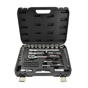 Socket and Ratchet Wrench Set AWTools AW39072BL 72 pieces 1/2" & 1/4" drives Black Line