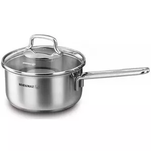 Saucepan Korkmaz TR17A1648 16 cm 1.6 L stainless steel with glass lid, induction-compatible