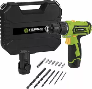 Drill Fieldmann FDV 10252-A pistol-grip, 1350 RPM, 25 N·m, Li-Ion 1300 mAh, 2 batteries, 13 pcs bits