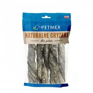 Suņu kārums PETMEX Cod Skin Twist 200 g — tārpiņi no mencas ādas, viens ingredients, olbaltumvielas 79,5%, tauki 2,4%