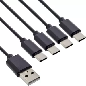 InLine USB 4in1 Y-charging cable 1x USB-A male to 4x USB-C male black 2m