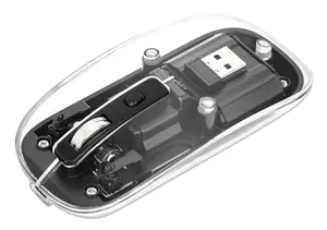 Беспроводная мышь Manhattan Transparent Rechargeable Wireless Mouse, оптическая, 800/1200/1600 DPI, RGB подсветка, 2.4 ГГц, симметричная