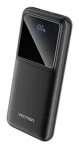 Power bank Vention FHKB0 10000 mAh, Power Delivery & Super Fast Charging, 22.5 W, 2x USB-A + 1x USB-C, Black