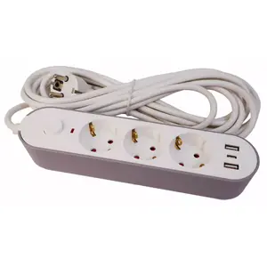 Удлинитель BESK 3 розетки с 2 USB и USB-C, кабель 3 м, выключатель