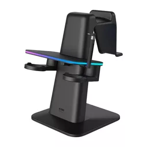 RGB vertikālais statīvs Meta ar oficiālu zīmola nosaukumu Kiwi Design QC03 priekš Meta Quest 3/Quest 2/Quest PRO Black