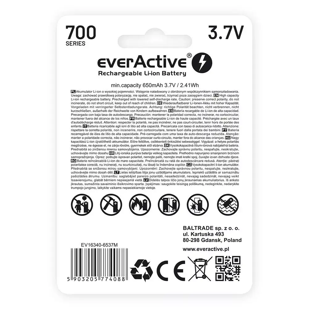 everActive 16340 3,7V 700 mAh Li-ion micro USB Photo 9