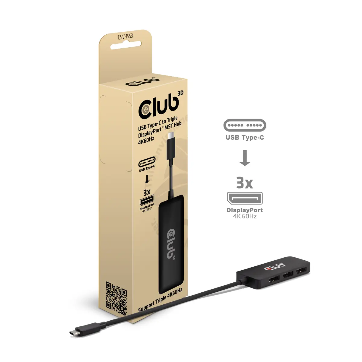 Club 3D USB-C uz Trīskāršu DisplayPort