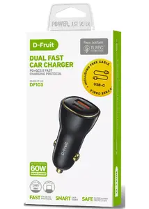 Car charger D-Fruit DF103 60W with USB-C PD and USB-A output