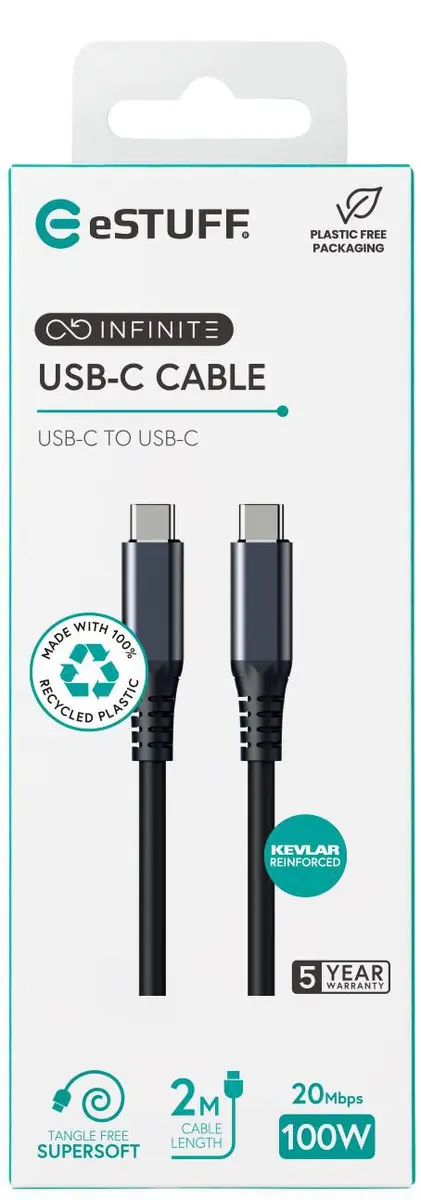 eSTUFF ES604275 USB4 Gen 2x2 USB-C Cable 2 m Photo 3
