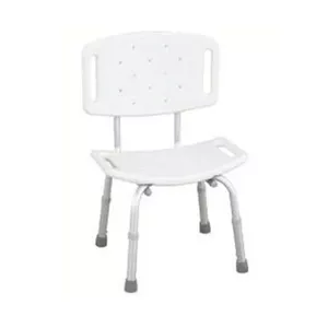 Shower stool REHA FUND WILSON RF-820 with cut-out backrest, U-shaped PVC seat, adjustable height 75–85 cm, load 110 kg, white
