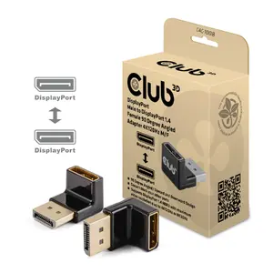 Адаптер Club 3D DisplayPort 1.4 штекер на гнездо под углом 90 градусов с поддержкой 4K 120Hz и 8K 30Hz