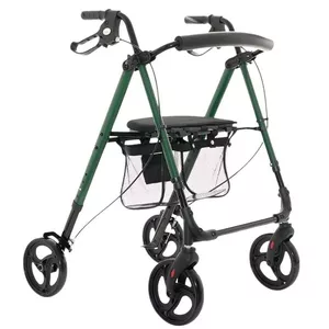 Rollator walker MDH Green with seat and bag — aluminium frame, 4 wheels, adjustable height, max load 136 kg