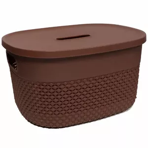 Storage basket with lid ArtFlow Deny 27×22×15 cm brown