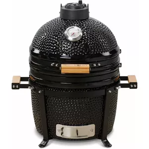 Kamado Bono Minimo 15 collu keramiskais ogļu grils, mucas formas, melns