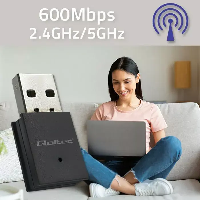 Mini WiFi adapteris QOLTEC 56989 AC 600 Mbps Photo 2