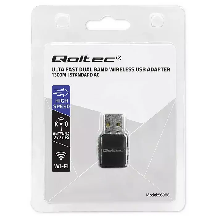 Беспроводной USB‑адаптер QOLTEC 56988 Dual Band 1300Mbps Photo 9