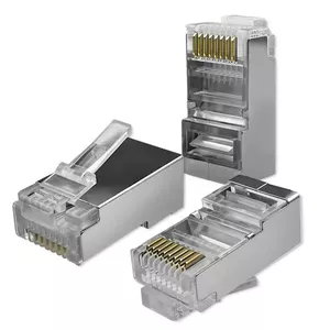 Разъём RJ45 сквозной QOLTEC CAT5e FTP упаковка 100 шт. для экранированных Ethernet кабелей