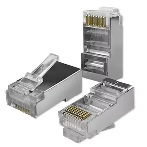 Модульный разъем RJ45 QOLTEC 54556 CAT6 FTP, серебристый, 18×22×11 мм, упаковка 100 шт.