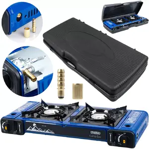 Gas camping stove PROMIS KGC200 — 2-burner LPG countertop, metal top, front rotary controls