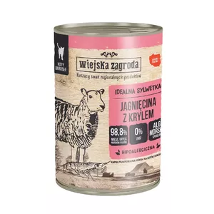 Mitrā barība kaķiem wiejskazagroda Lamb with Krill 400 g — pieaugušajiem, bez graudiem, kārba