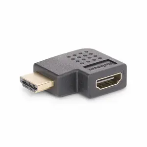 StarTech.com Right Angle HDMI 2.0 Adapter Male to Female Horizontal 90-Degree Angled HDMI Port Saver 4K 60Hz Black