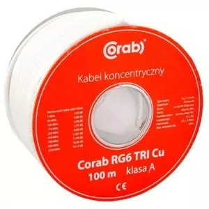 Coaxial cable RG6 Corab 35385, 100 m spool, Class A, Tri Cu