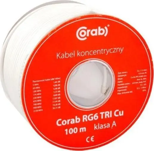 Koaksiālais kabelis RG6 Corab 35385 — 100 m Photo 2