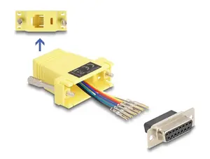 DELOCK D-Sub 15 pin female to RJ12 female assembly kit, yellow