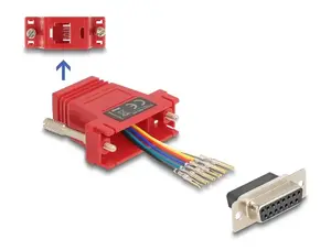 DELOCK D-Sub 15 pin female to RJ12 female assembly kit, red