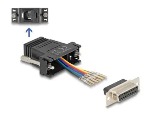 Gender changer adapter DELOCK 67087 — D-Sub 15 (HD) female to RJ12 black