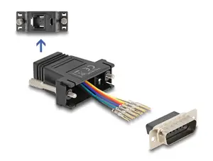 D-Sub 15 pin male to RJ12 female assembly kit, DELOCK, black