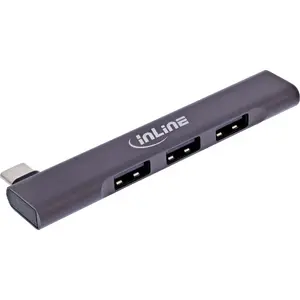 InLine Slim USB-C Hub 4-port with 1x USB 3.0 and 3x USB 2.0 silver design