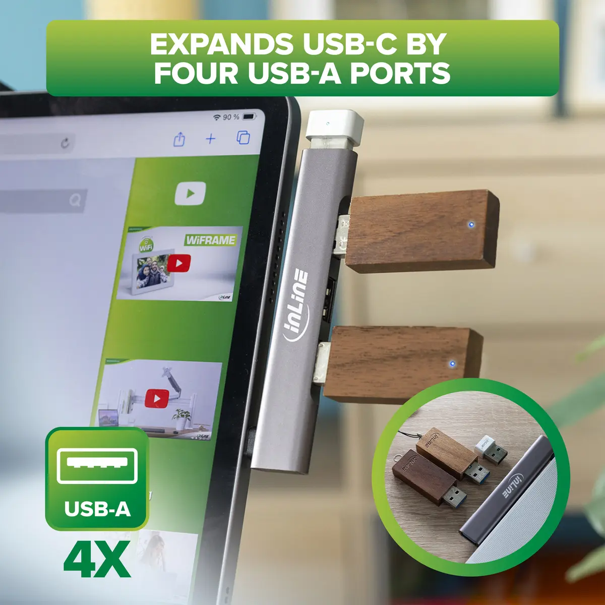 InLine Plāns USB-C centrmezgls 4-portu Sudraba Photo 8