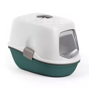 Закрытый туалет для кошек Stefanplast Furba Top Chic 58.5×39.4×42.7 см, бело‑зеленый