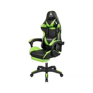 Игровое кресло Kruger & Matz GX-150 черно-зелёное — эргономичное с регулируемой спинкой и подлокотниками