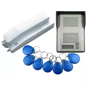 Durvju domofons Eura ADP-41A3 ar RFID lasītāju RL-3203ID — ārējā panelis vienai mājsaimniecībai, modelis 9373
