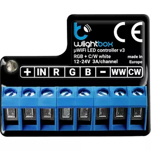 WiFi I/O modulis bleBox wLightBox v3 — 1 binārais ieeja, 1 RGBW/CCT LED izeja