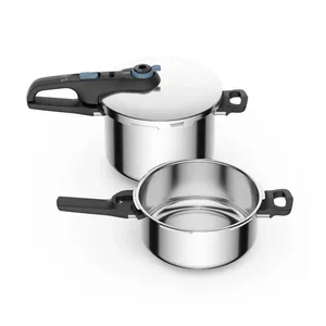 Pressure cooker set Tefal Secure Trendy P2584301 — stainless steel 4 L and 6 L with steaming basket, 22 cm