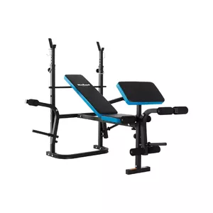 Adjustable multi-function bench Rebel RBA-2008 with preacher curl attachment, foldable, black, 1610×1300×1230 mm, 21 kg