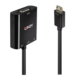 Lindy Mini HDMI C to VGA & Audio Converter adapter, Mini HDMI (Type C) male to VGA + 3.5mm audio, black