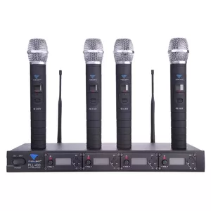 UHF Wireless Handheld Microphone System AZUSA PLL-400 4-Channel with 4 Handheld Microphones