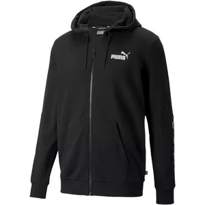 Puma ESS+ Tape Full-Zip TR melns džemperis ar kapuci 848768 01 kokvilnas maisījums