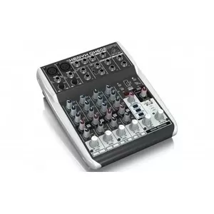 Audio mikseris Behringer QX602MP3 — kompakts 6 ieeju mikseris ar MP3 atskaņotāju un 2 joslu ekvalaizeri