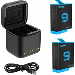 Battery Charger with 2 Rechargeable Batteries for GoPro HERO9 — Telesin SB6482