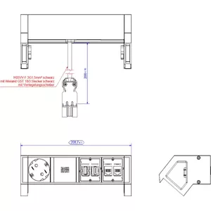 Модуль питания и подключения Bachmann DESK2 с 1x розетка CEE7/3, 1x HDMI, 2x CAT6A