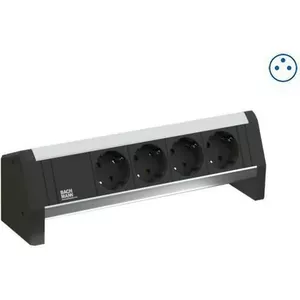 Сетевой удлинитель Bachmann Desk 1 — 3 розетки (Type E), для помещений, алюминий/пластик, ширина 229 мм