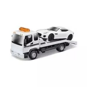 Bburago Fire Tow Truck with Jaguar F-Type R 1:43 scale die-cast model set