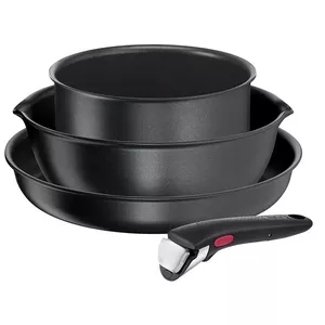 Cookware set Tefal Ingenio L7629453 — 4-piece black aluminium, stackable handles removable